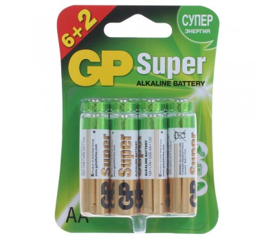 Батарейка алкалиновая GP AA 15A6/2, 8 шт.