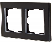 Рамка для розеток и выключателей Favorit 2 поста цвет чёрный