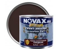 Эмаль-грунт по ржавчине Novax 3в1 цвет тёмно-коричневый 2.4 кг
