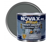 Эмаль-грунт по ржавчине Novax 3в1 цвет серый 2.4 кг