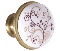Ручка-кнопка Kerron с фарфором цвет бронза
