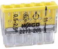 Клемма соединительная Wago 5 разъемов под провода 22х5.8х16.7 мм, поликарбонат, 20 шт.