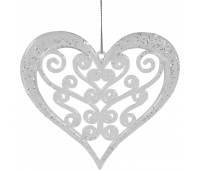 Ёлочное украшение «Сердце» 12 см, цвет белый