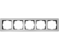Рамка для розеток и выключателей Metallic 5 постов цвет глянцевый никель