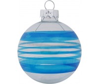 Набор ёлочных украшений 4 шара, стекло, цвет голубой, прозрачный в полоску
