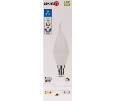 Лампа светодиодная Lexman Е14 5.5 Вт 470 Лм 4000 K свет нейтральный