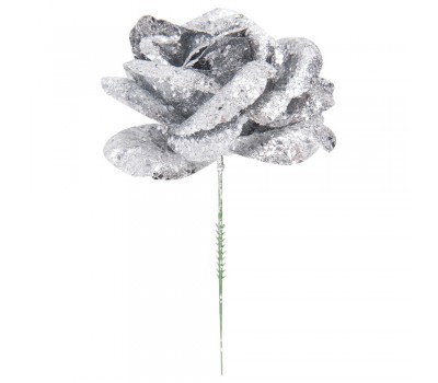 Ёлочное украшение «Цветок» 15 см, цвет серебристый